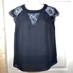 Charlotte Russe Black Lace Accent Blouse